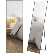 Full Length Wall or Freestanding Mirror with Tempered Glass, Modern Mirror with Metal Frame and Aluminum Alloy for Living Room, Bedroom, and Entryway, 50x2x161.5 cm, Black