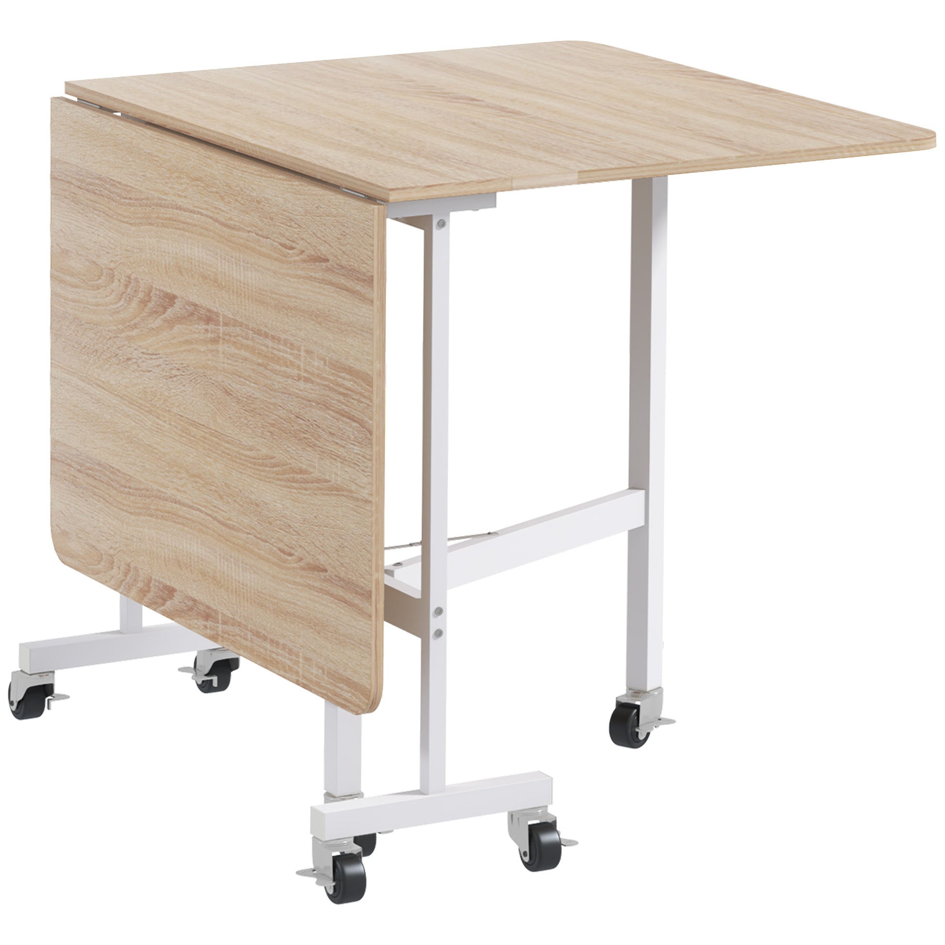 Dining Table, Folding Kitchen Table with Wheels, Steel Legs, Folding Table for 4-6 People, Dining Table for Small Spaces, Kitchen, Dining Room, 120 x 80 x 73 cm, Oak