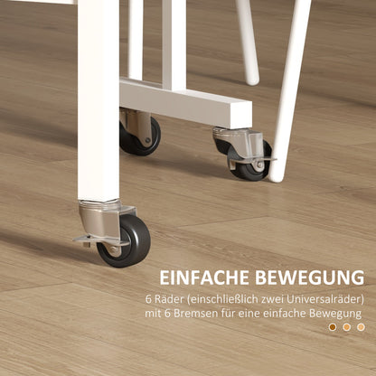 Dining Table, Folding Kitchen Table with Wheels, Steel Legs, Folding Table for 4-6 People, Dining Table for Small Spaces, Kitchen, Dining Room, 120 x 80 x 73 cm, Oak