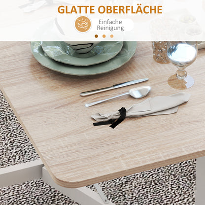 Dining Table, Folding Kitchen Table with Wheels, Steel Legs, Folding Table for 4-6 People, Dining Table for Small Spaces, Kitchen, Dining Room, 120 x 80 x 73 cm, Oak