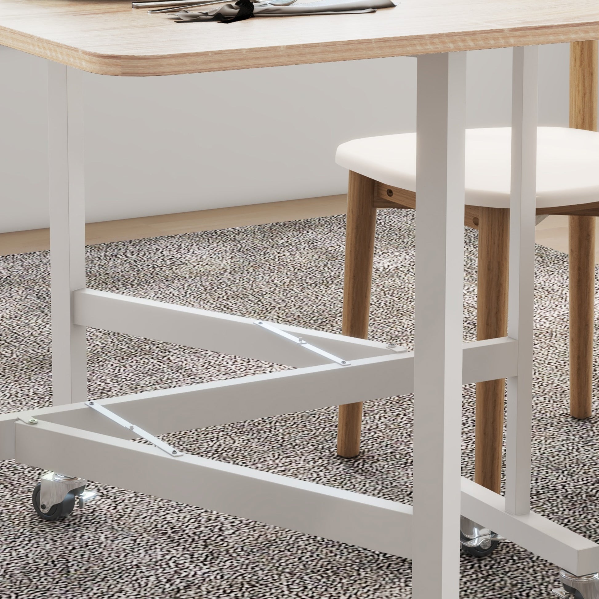 Dining Table, Folding Kitchen Table with Wheels, Steel Legs, Folding Table for 4-6 People, Dining Table for Small Spaces, Kitchen, Dining Room, 120 x 80 x 73 cm, Oak
