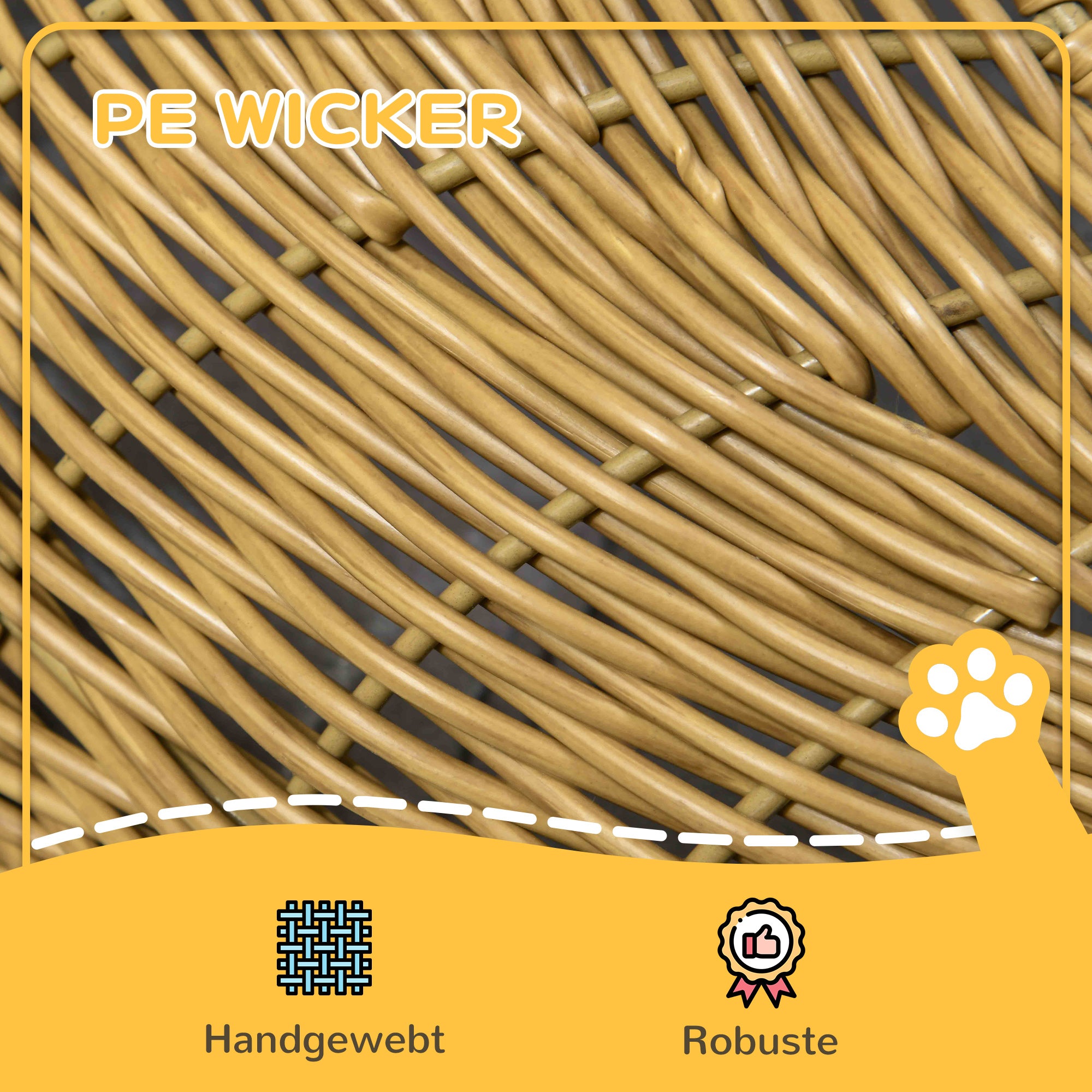 Rattan Cat Basket Cat House Cat Hut with Cushion for Cats up to 4 kg, Pet Bed Cat Cave, Indoor, PE Rattan, Ø50 x 31 cm, Light Brown
