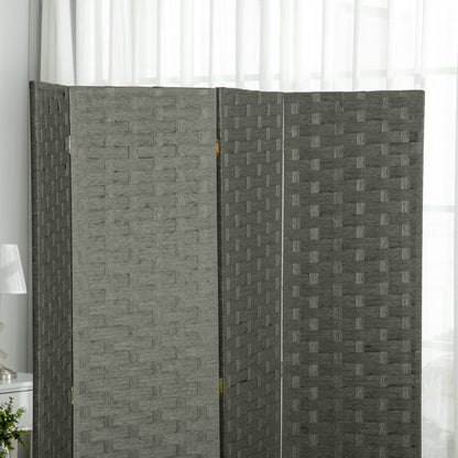 Indoor Wooden 4-Panel Room Divider Separator Screen, dimensions 159.5L x 169.5H x 1.6D cm