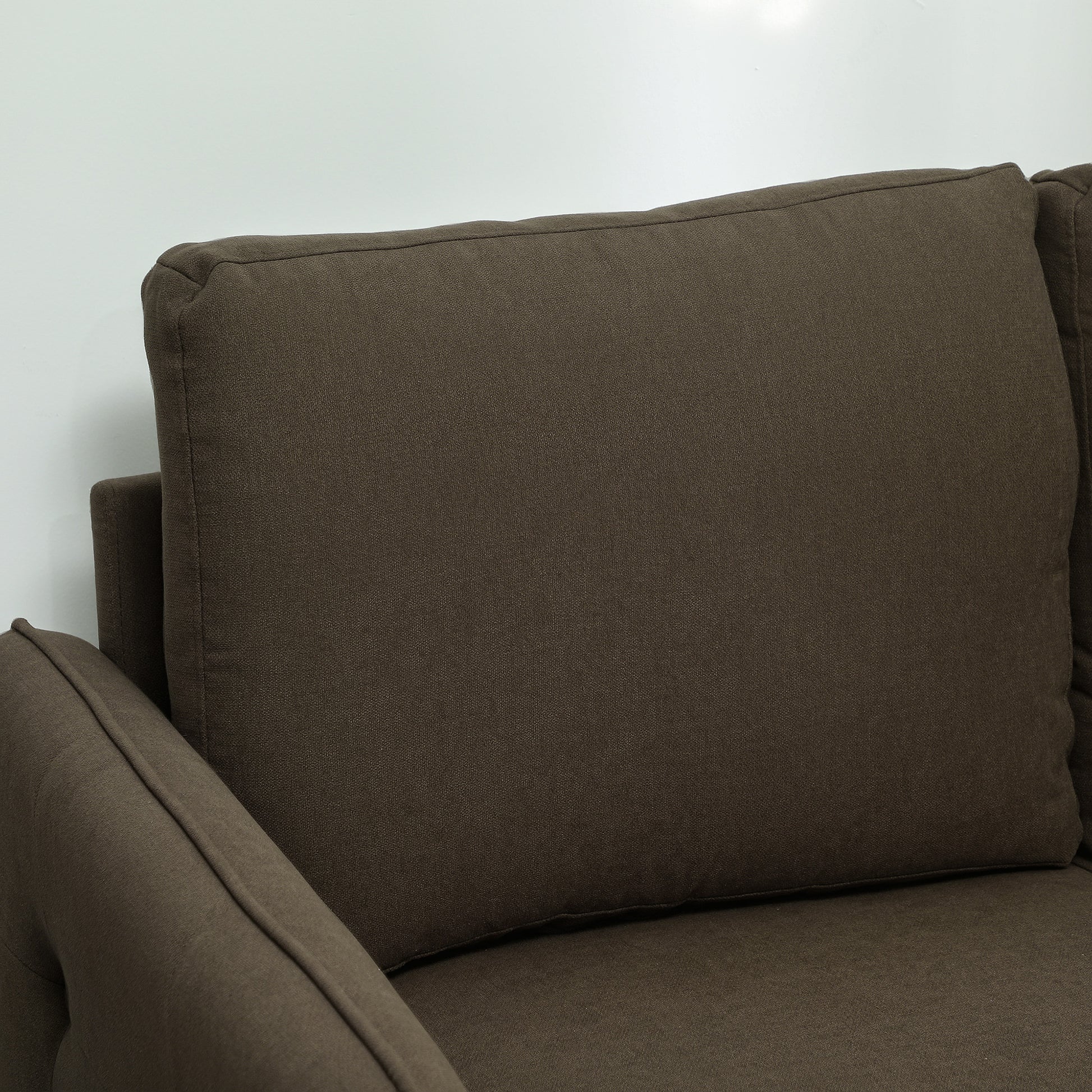 Sofa 2 Seater Modern Couch with Armrest, 2 Throw Pillows Upholstered Sofa with Storage Space S-springs and Elastic Bands, Small Lounge Sofa with Velvet Look for Living Room, 136 x 75 x 84 cm, Brown