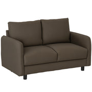 Sofa 2 Seater Modern Couch with Armrest, 2 Throw Pillows Upholstered Sofa with Storage Space S-springs and Elastic Bands, Small Lounge Sofa with Velvet Look for Living Room, 136 x 75 x 84 cm, Brown