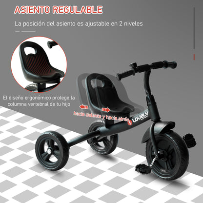 Kids Tricycle for Children 18 Months and Up with Bell Fenders Safety Wheel 79x50.5x58 cm Black