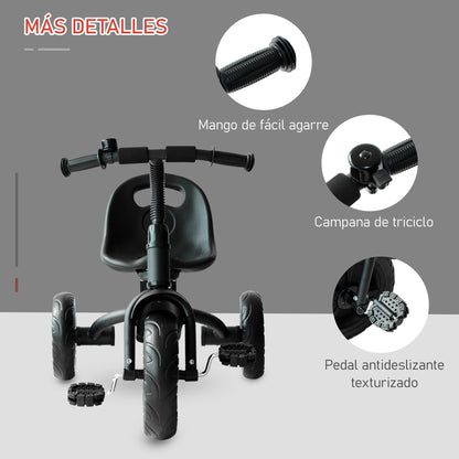 Kids Tricycle for Children 18 Months and Up with Bell Fenders Safety Wheel 79x50.5x58 cm Black