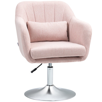 Lounge Chair Relax Bedroom Chair Comfortable - Lumbar Cushions Adjustable Height 360° Swivel Chrome Metal Base - Pink