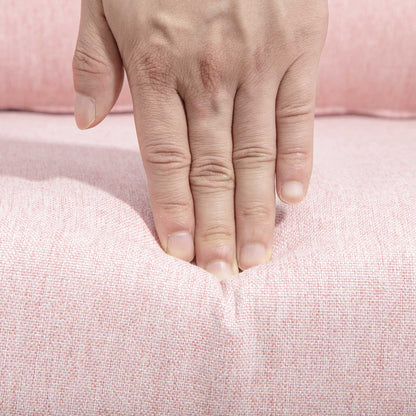 Lounge Chair Relax Bedroom Chair Comfortable - Lumbar Cushions Adjustable Height 360° Swivel Chrome Metal Base - Pink