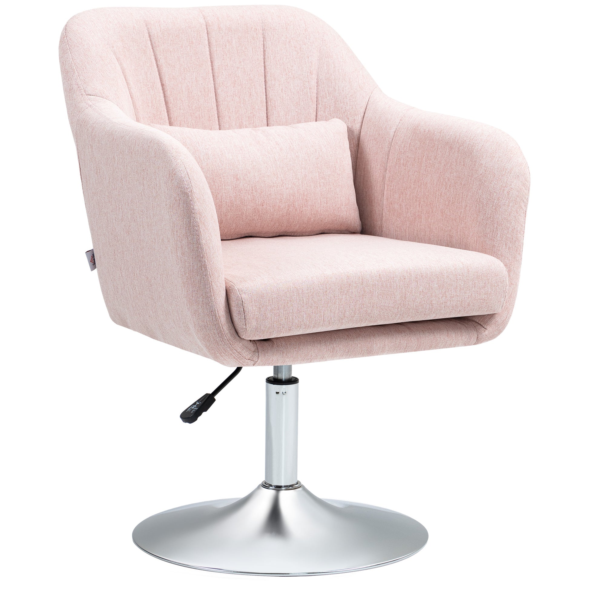 Lounge Chair Relax Bedroom Chair Comfortable - Lumbar Cushions Adjustable Height 360° Swivel Chrome Metal Base - Pink