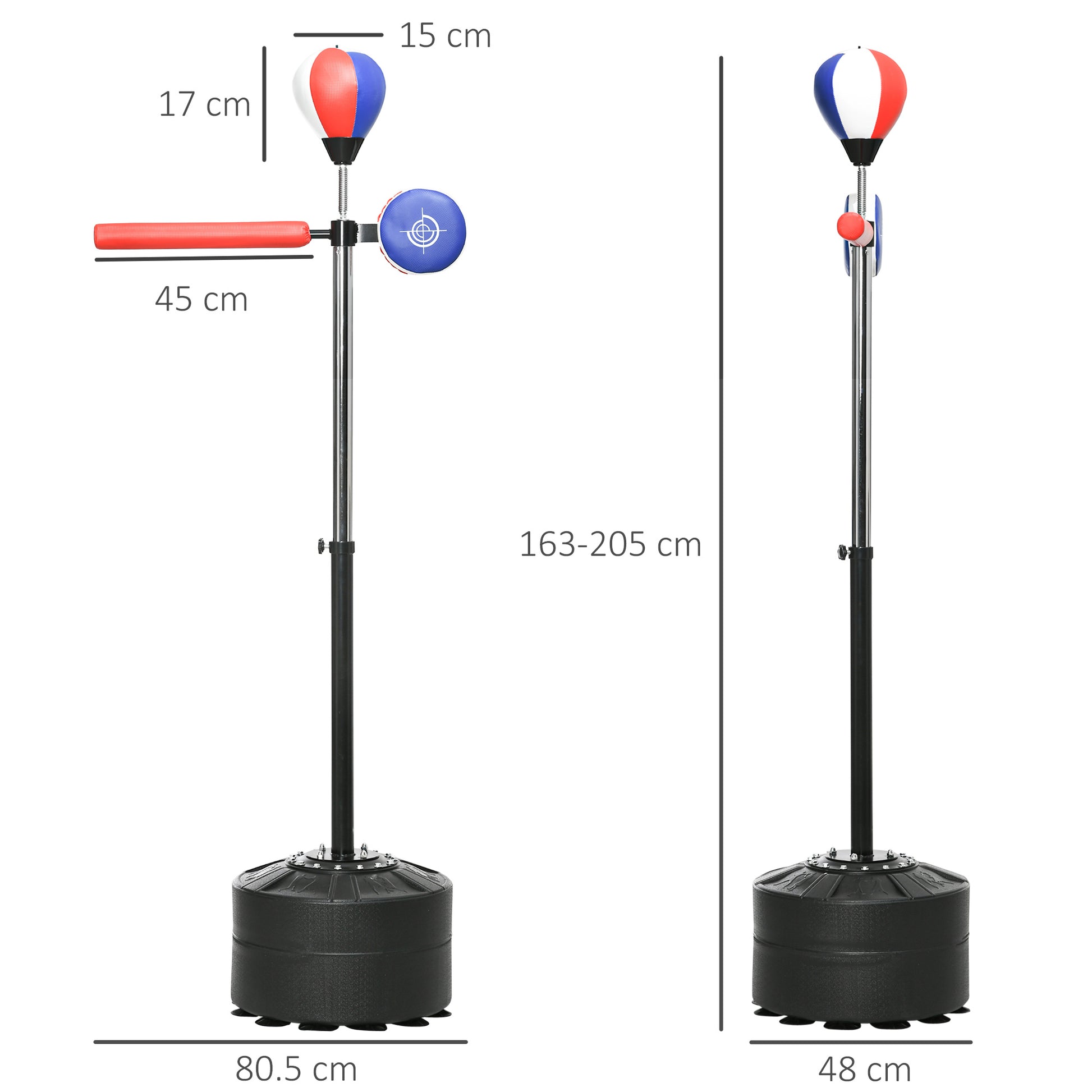 SPORTNOW Punching Bag Stand with Speedball, Reflex Bar, 1.63-2.05 m Height Adjustable Free Standing Boxing Ball with Mitt, Stand Boxing Trainer for Boxing, HDPE, Synthetic Leather