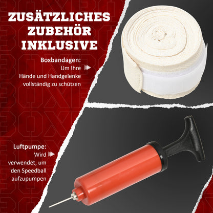 SPORTNOW Punching Bag Stand with Speedball, Reflex Bar, 1.63-2.05 m Height Adjustable Free Standing Boxing Ball with Mitt, Stand Boxing Trainer for Boxing, HDPE, Synthetic Leather