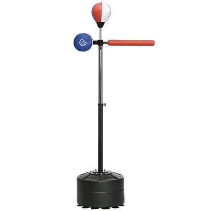 SPORTNOW Punching Bag Stand with Speedball, Reflex Bar, 1.63-2.05 m Height Adjustable Free Standing Boxing Ball with Mitt, Stand Boxing Trainer for Boxing, HDPE, Synthetic Leather