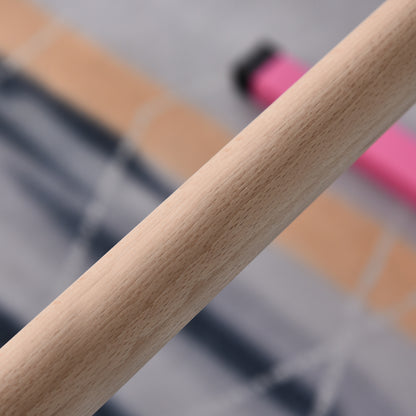 Kids Fixed Gymnastics Bar - 13 Levels Adjustable Height 92 to 150 cm - Pink Steel Solid Beech Wood