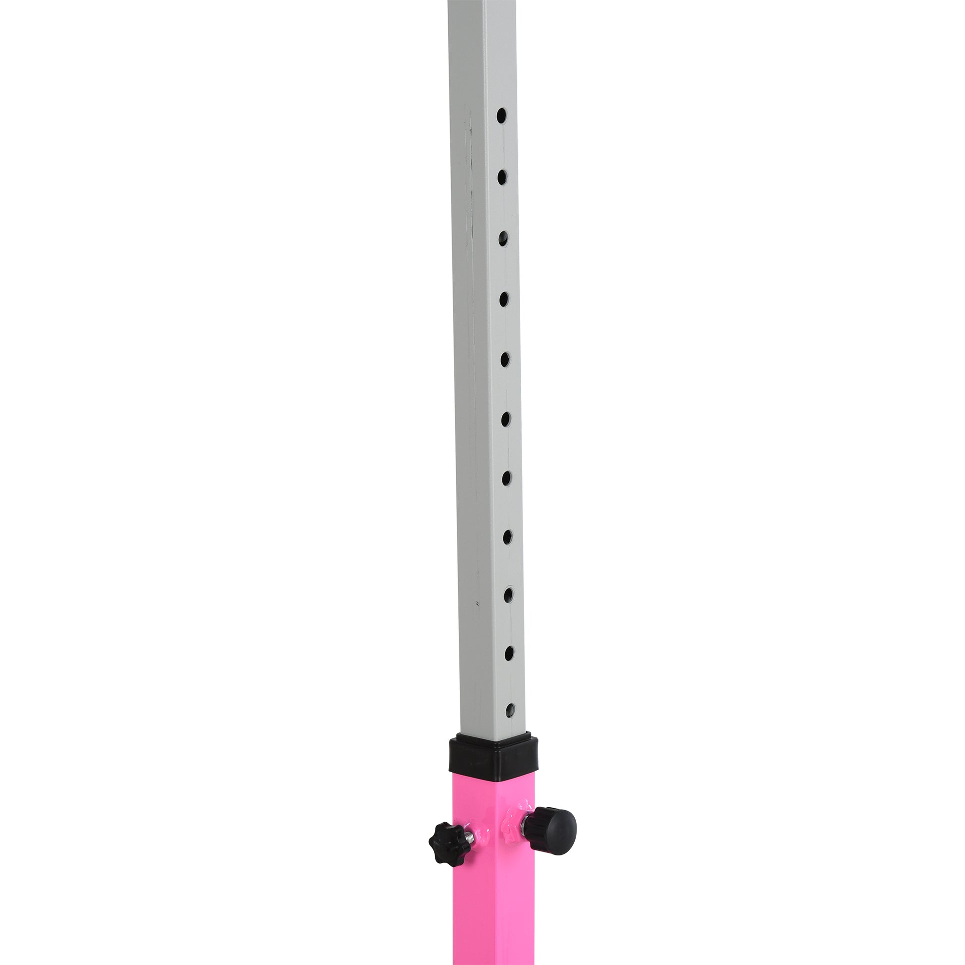 Kids Fixed Gymnastics Bar - 13 Levels Adjustable Height 92 to 150 cm - Pink Steel Solid Beech Wood