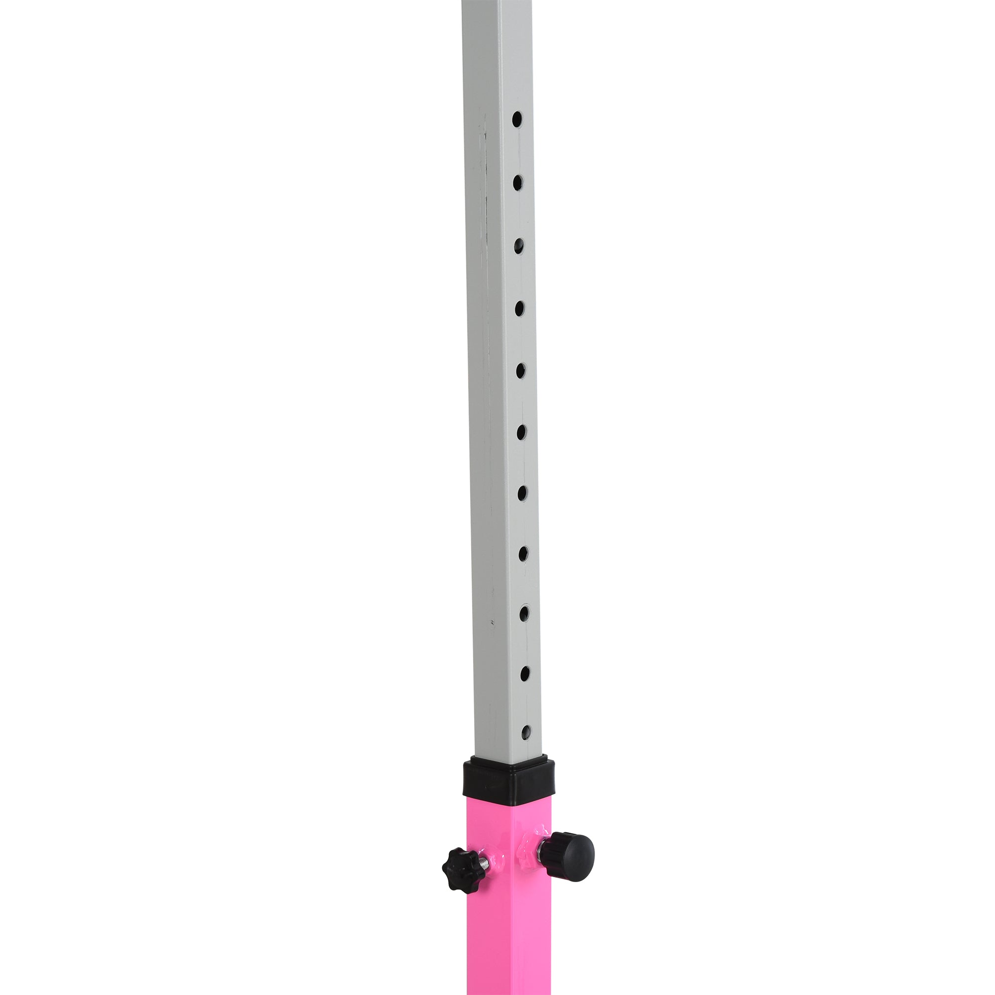 Kids Fixed Gymnastics Bar - 13 Levels Adjustable Height 92 to 150 cm - Pink Steel Solid Beech Wood