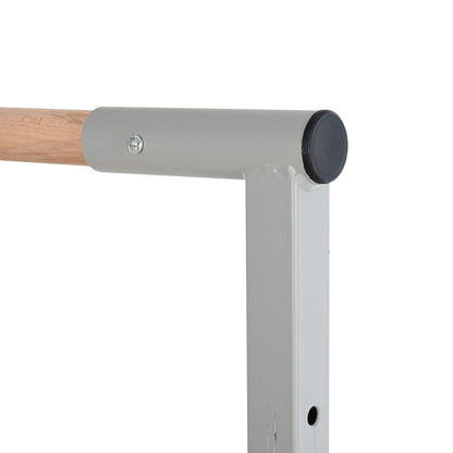 Kids Fixed Gymnastics Bar - 13 Levels Adjustable Height 92 to 150 cm - Pink Steel Solid Beech Wood