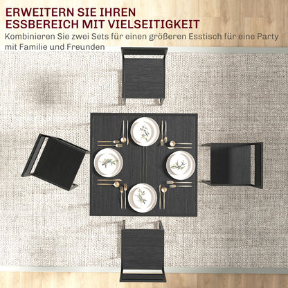 3 Piece Dining Set, Kitchen Table with 2 Chairs, Dining Table Set, Dining Group, Dining Table for Dining Room, Kitchen, Metal, Black