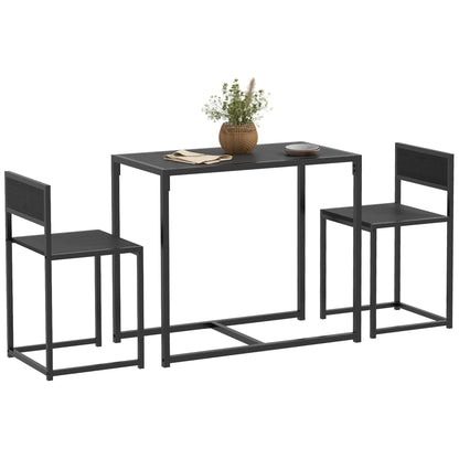 3 Piece Dining Set, Kitchen Table with 2 Chairs, Dining Table Set, Dining Group, Dining Table for Dining Room, Kitchen, Metal, Black