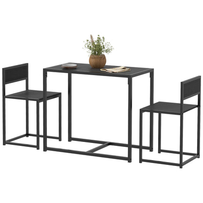 3 Piece Dining Set, Kitchen Table with 2 Chairs, Dining Table Set, Dining Group, Dining Table for Dining Room, Kitchen, Metal, Black