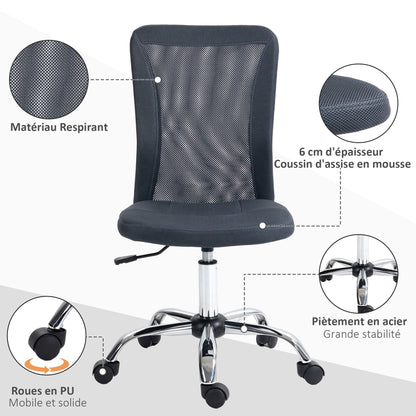 Ergonomic Office Chair Adjustable Height Manager Chair Chrome Base 360° Swivel Mesh Fabric Cover Dark Grey