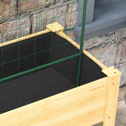 Raised Urban Garden with Lattice Elevated Planting Table Raised Planter for Climbing Vegetable Plants Flowers Load 300 kg 120x60x75 cm Natural