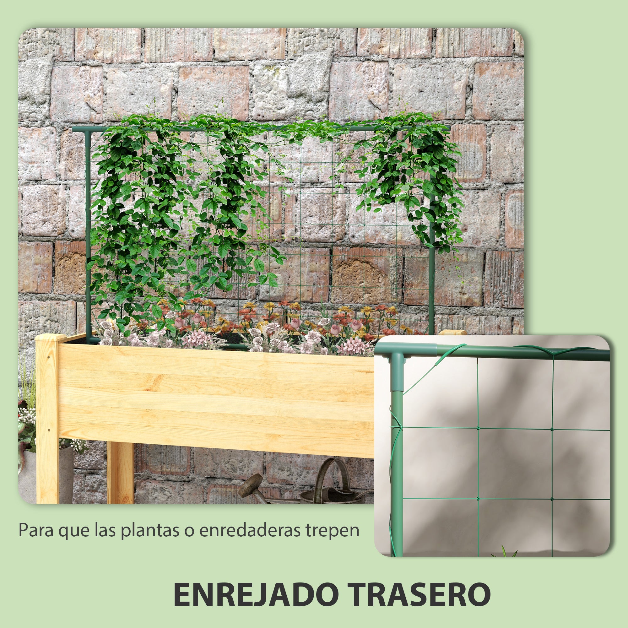 Raised Urban Garden with Lattice Elevated Planting Table Raised Planter for Climbing Vegetable Plants Flowers Load 300 kg 120x60x75 cm Natural