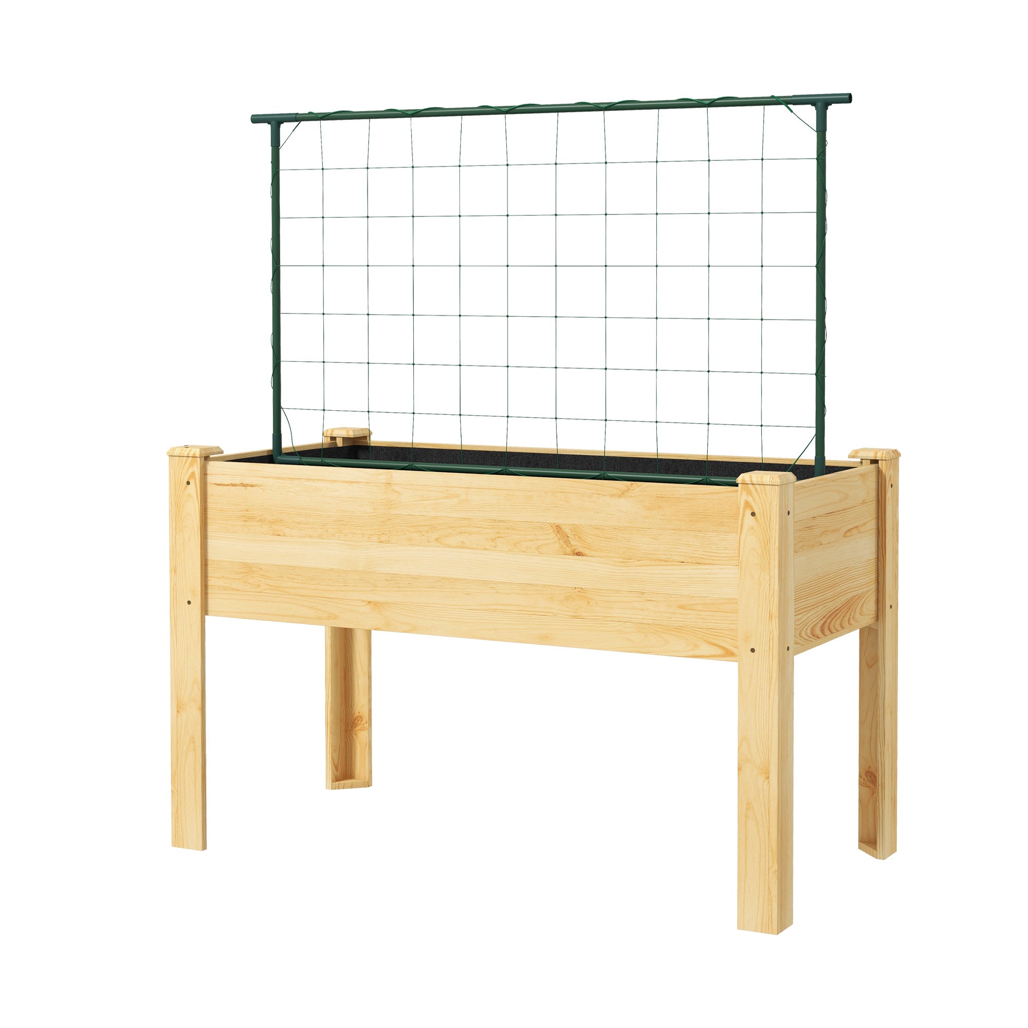 Raised Urban Garden with Lattice Elevated Planting Table Raised Planter for Climbing Vegetable Plants Flowers Load 300 kg 120x60x75 cm Natural