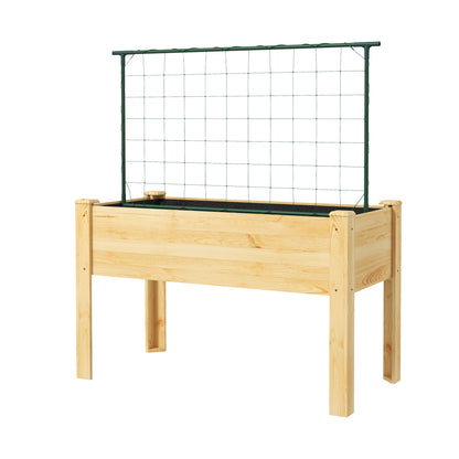 Raised Urban Garden with Lattice Elevated Planting Table Raised Planter for Climbing Vegetable Plants Flowers Load 300 kg 120x60x75 cm Natural