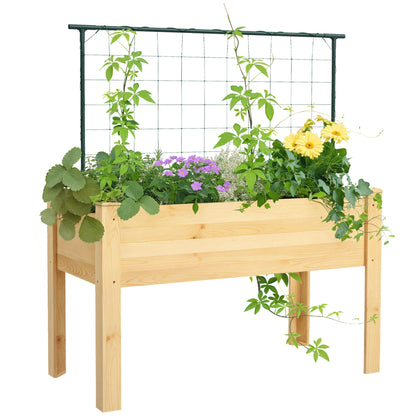 Raised Urban Garden with Lattice Elevated Planting Table Raised Planter for Climbing Vegetable Plants Flowers Load 300 kg 120x60x75 cm Natural