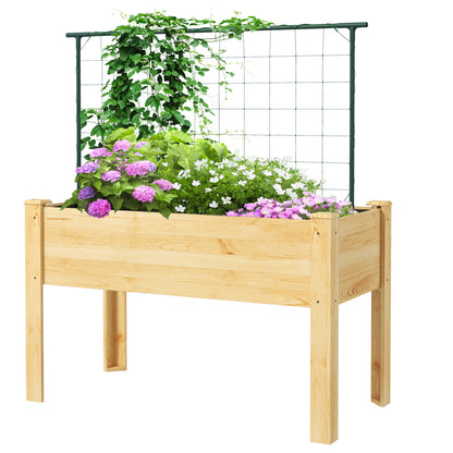 Raised Urban Garden with Lattice Elevated Planting Table Raised Planter for Climbing Vegetable Plants Flowers Load 300 kg 120x60x75 cm Natural