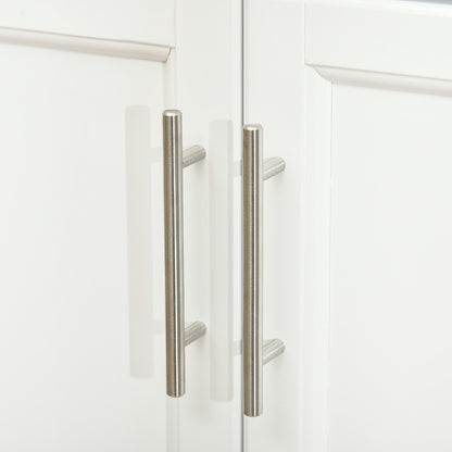 Kitchen Island Modern Kitchen Sideboard with 4 Wheels 1 Drawer 1 Towel Rack 1 Spice Rack and Adjustable Shelf 83.5x45.7x90.5 cm White