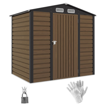Garden Shed 190x131x188 cm Outdoor Tool House with 2 Ventilation Windows and Door for Patio Terrace Balcony Oak
