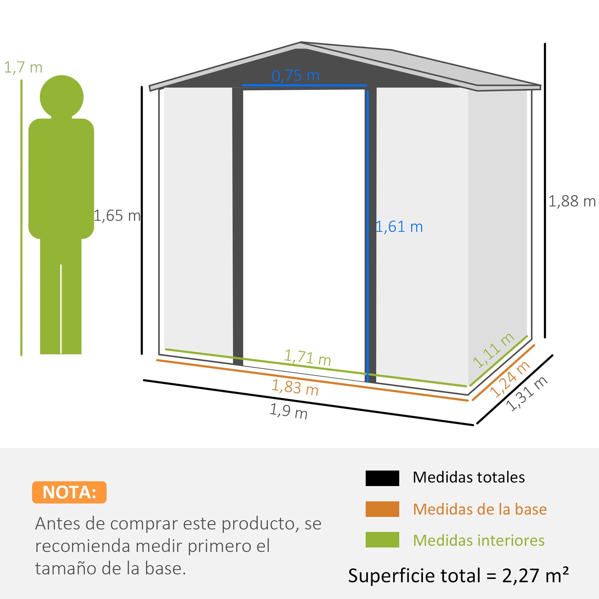 Garden Shed 190x131x188 cm Outdoor Tool House with 2 Ventilation Windows and Door for Patio Terrace Balcony Oak