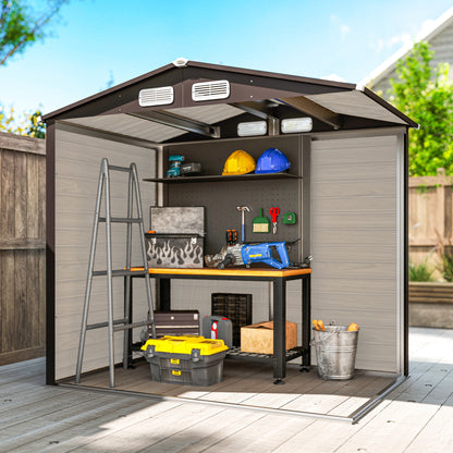 Garden Shed 190x131x188 cm Outdoor Tool House with 2 Ventilation Windows and Door for Patio Terrace Balcony Oak