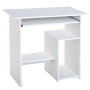 Space Saving Desk for Home and Office, Modern Computer Desk, CPU Holder, Wooden Keyboard Shelf, 80x45x75cm, White