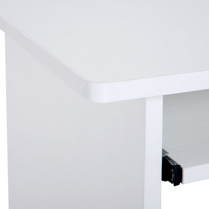 Space Saving Desk for Home and Office, Modern Computer Desk, CPU Holder, Wooden Keyboard Shelf, 80x45x75cm, White