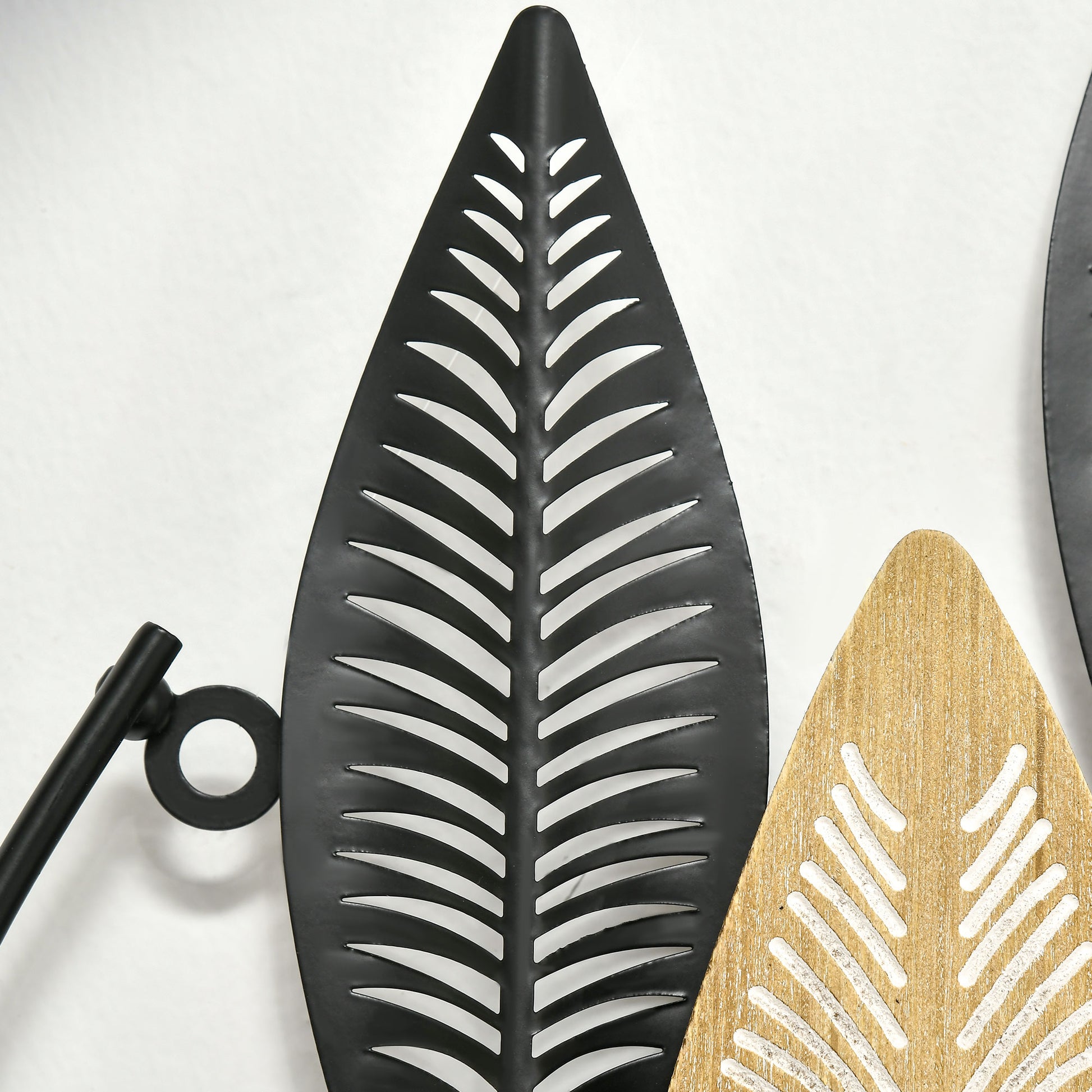 Metal Wall Decoration 2 Pieces 3D Wall Art Leaves Wall Art Metal Picture for Home, Living Room, Bedroom, 40 x 46 cm