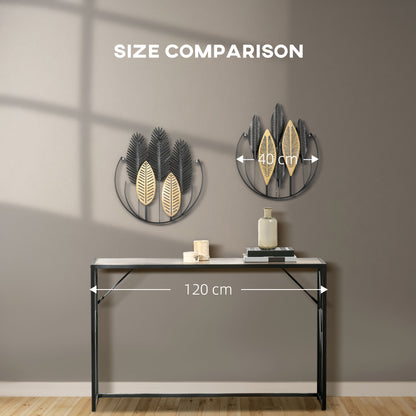 Metal Wall Decoration 2 Pieces 3D Wall Art Leaves Wall Art Metal Picture for Home, Living Room, Bedroom, 40 x 46 cm
