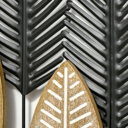 Metal Wall Decoration 2 Pieces 3D Wall Art Leaves Wall Art Metal Picture for Home, Living Room, Bedroom, 40 x 46 cm