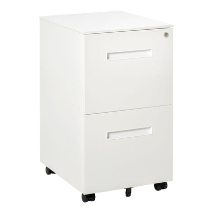 Filing Cabinet with 2 Drawers Lockable Rolling Cabinet Office Container Office Cabinet with Wheels Under Desk Storage with Hanging Files, for A4-sized Documents Steel 39 x 48 x 67 cm