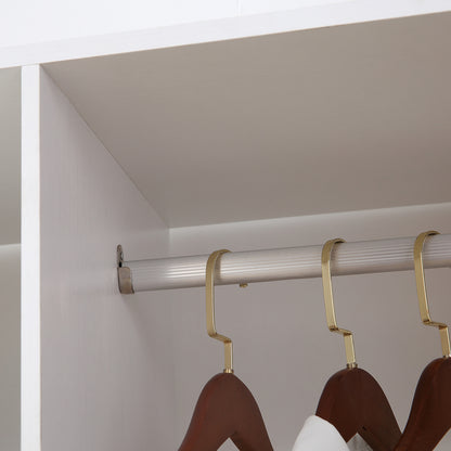 Wardrobe with Wheels Open Wardrobe with Hanging Rail Shelves Organizer for Bedroom Clothing 120x40x128 cm White