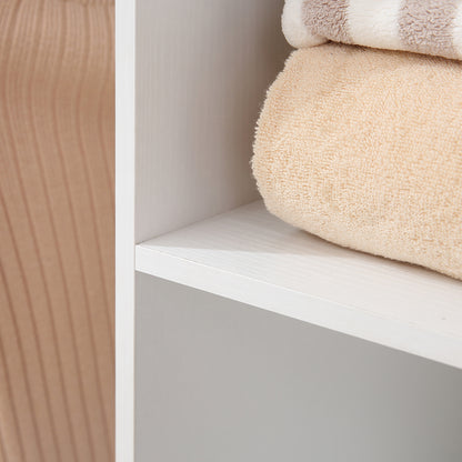 Wardrobe with Wheels Open Wardrobe with Hanging Rail Shelves Organizer for Bedroom Clothing 120x40x128 cm White