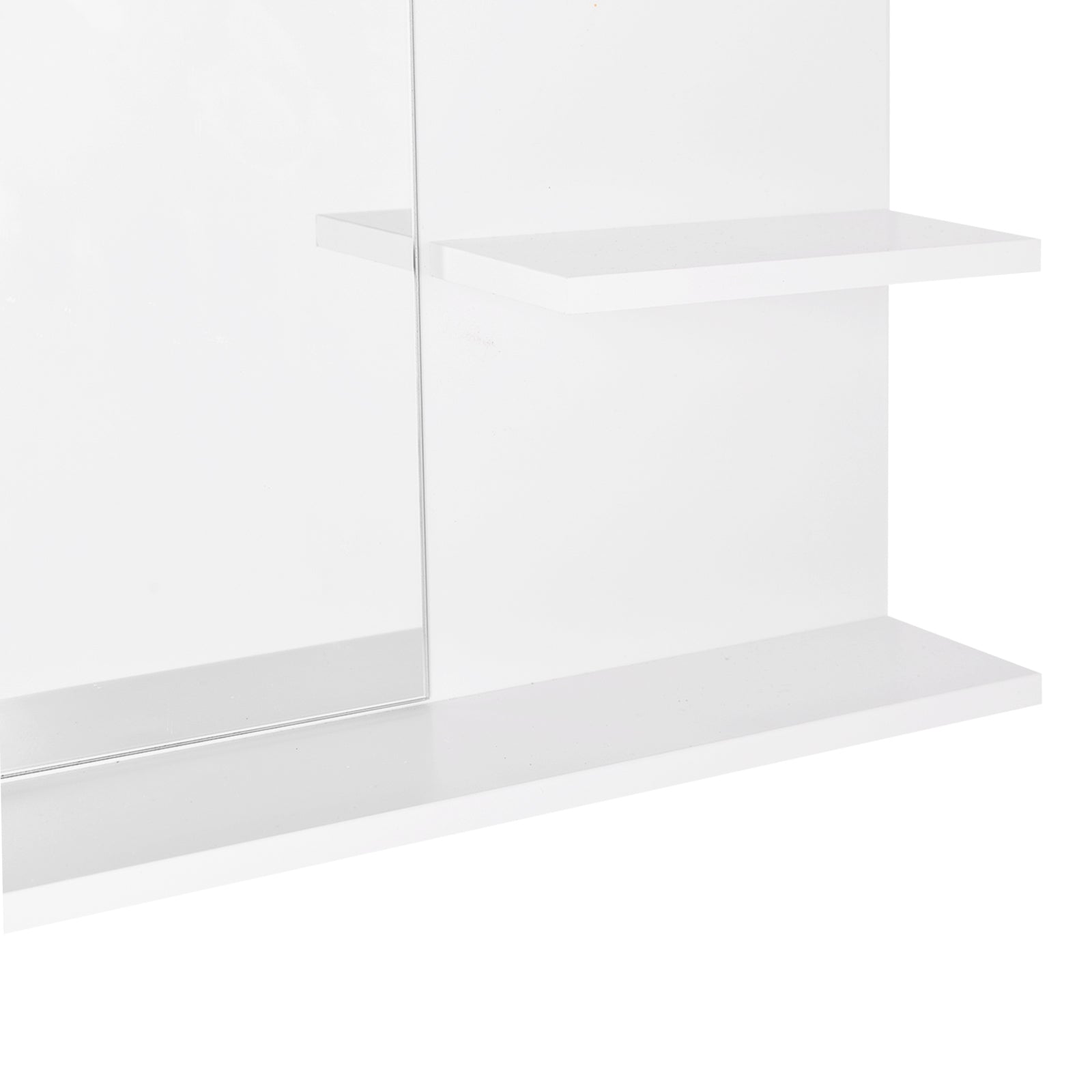Bathroom Wall Mount Mirror with 3 Built-In Shelves 60x10x48 cm White