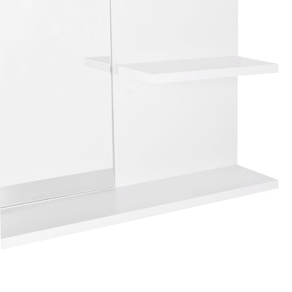 Bathroom Wall Mount Mirror with 3 Built-In Shelves 60x10x48 cm White