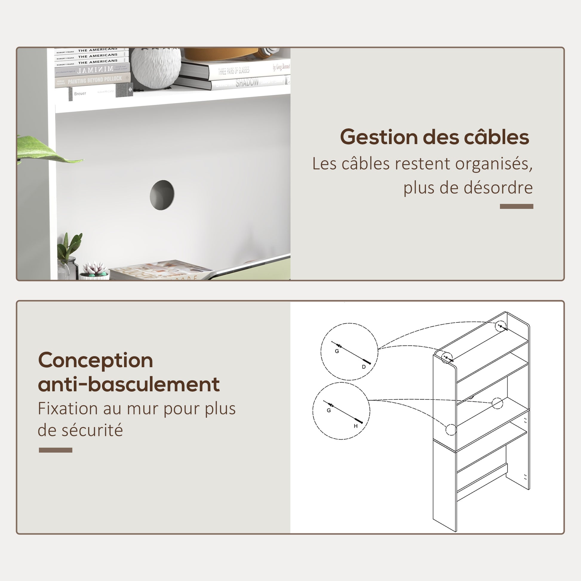 Computer Desk with Storage Shelves Folding Workstation with Drop Leaf and 2 Wheels for Bedroom Living Room and Home 80 x 69 x 153 cm White