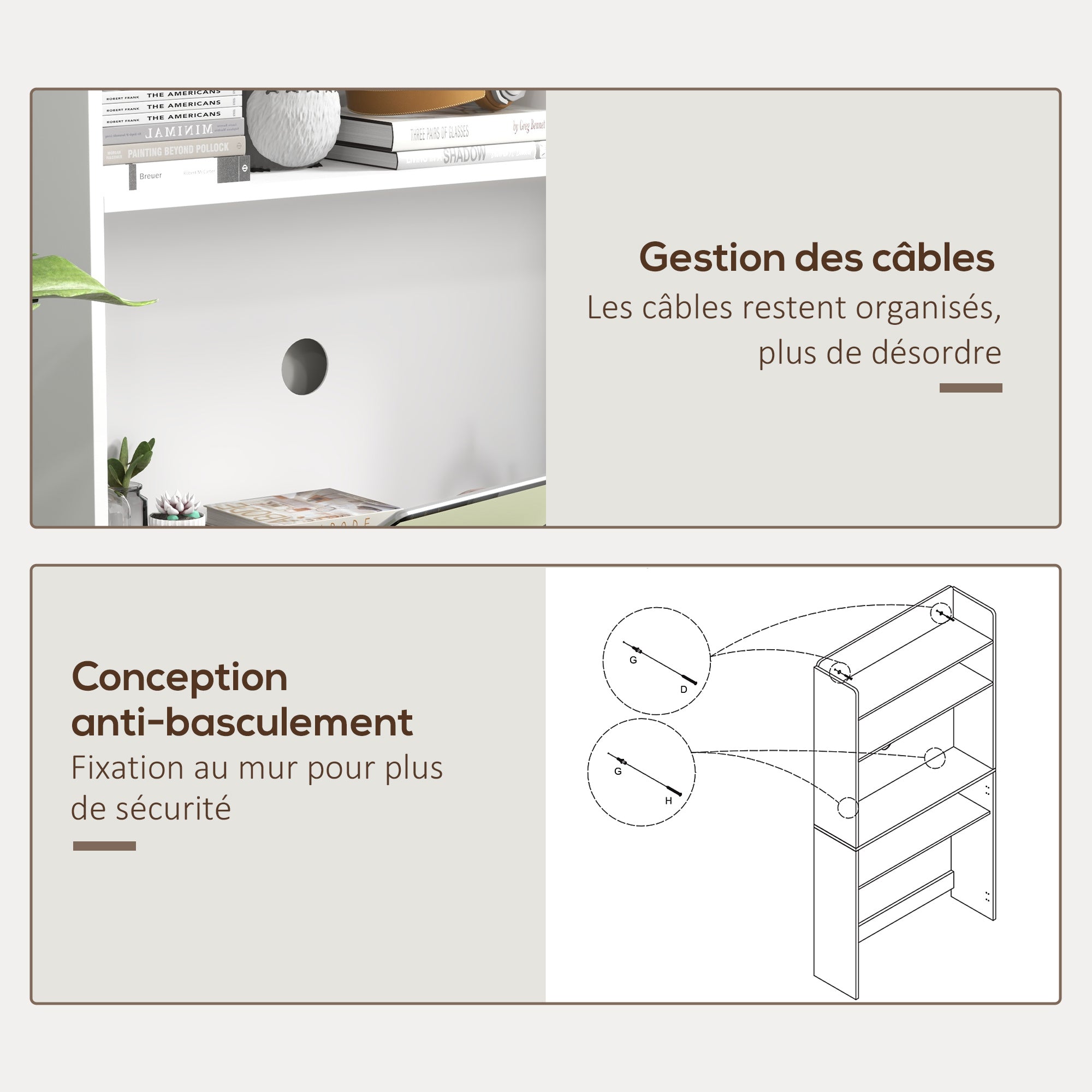 Computer Desk with Storage Shelves Folding Workstation with Drop Leaf and 2 Wheels for Bedroom Living Room and Home 80 x 69 x 153 cm White