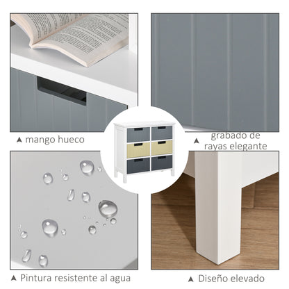 Wooden Chest of Drawers with 6 Drawers Storage Cabinet with Raised Legs Modern Style for Bedroom Living Room Bathroom 62x28x58 cm Multicolor