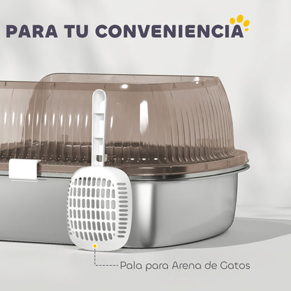 Extra Large Covered Cat Litter Box with Stainless Steel Tray High Sides Scoop and Odorless Sand Falling Area Easy Cleaning for Large Cats Charcoal Gray