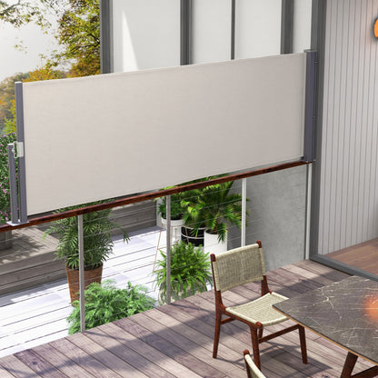 Retractable Side Awning Privacy Screen with Wall Mount Steel Box Waterproof Side Wall Awning Wind Protection Sun Protection 300 x 100cm for Balcony Terrace Garden Gray